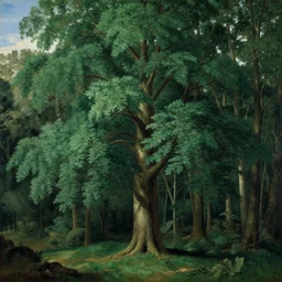 grand green tree in a forest, by angelica kauffman