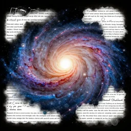 medical illustration of center of the galaxy, alien detailed script