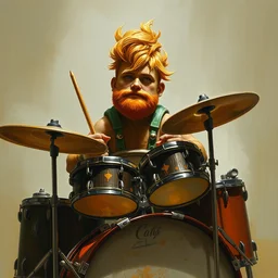 gingerbread man with ginger hair plays the drums, concept painting by greg rutkowski, artgerm, ruan jia, android jones