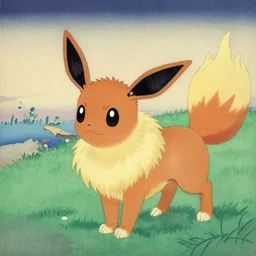 beautiful painting ukiyo - e painting of an eevee by kano hideyori, kano tan'yu, kaigetsudo ando, miyagawa choshun, okumura masanobu, kitagawa utamaro