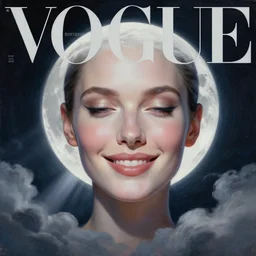 3 d, sci - fi, night, moon, smiling fashion model face, moon rays, cinematic, clouds, vogue cover style, realistic painting, intricate oil painting, high detail illustration, figurative art, multiple exposure, poster art, 3 d, by tooth wu and wlop and beeple and greg rutkowski