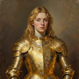 Asmongold in golden armor, portrait, realistic oil painting by Boris Valejo