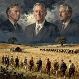 soviet propaganda of communist peasant robert mueller, by j. c. leyendecker, bosch, and beksinski