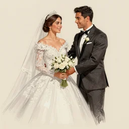 a sketch drawing, woman getting married, by gabo mendoza, trending on artstation