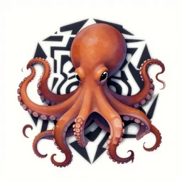 logo profile photo of an octopus by! beksinski!, mc escher tessellation, artstation, fantasy
