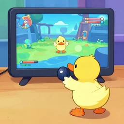 duck playing video game