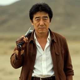 a film still of shinzo abe in indiana jones raiders of the lost ark