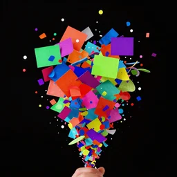 random colours coming out of a black background