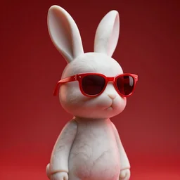 rabbit groot as marble statue, red sunglasses, in red background, soft red texture, very realistic 3 d render, soft red lights, 4 k, high detailed photography red, 5 0 mm lens, rich red colors, smooth gradients, depth of field, cinematic, hyper realism, high detail, octane render, unreal engine, 8 k, vibrant red colors