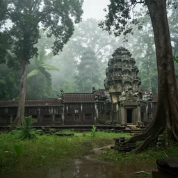 a misty jungle on another planet. flooded ruins the remind us of angkor wat. thick atmosphere. gorgeous beyond imagination