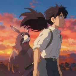 by rossdraws, by makoto shinkai, by jeffrey smith, beautiful flowing feeling, amazing detail, an illustration, sunset, by studio trigger, dramatic angle, realistic and detailed, the vitality of life, wojtek fus