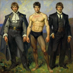 attractive male, fantasy, character design, painting by jean giraud, greg rutkowski, carl larsson, tom of finland