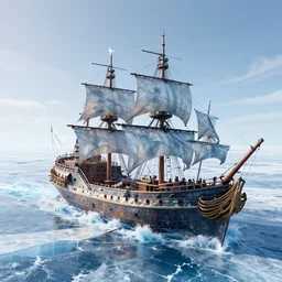 frozen ocean with broken pirate ships and spires, by peter mohrbacher dan mumford craig mullins nekro, cgsociety, pixiv, volumetric light, 3 d render
