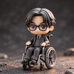 an anime nendoroid of stephan hawking in a wheelchair, figurine, detailed product photo