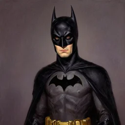 tim burton ´ s batman painted as a classic œil portrait, by gericault