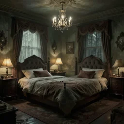 surrealist bedroom, lovecraftian, digital art 4k