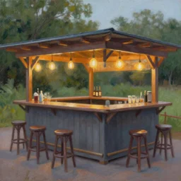 an outdoor bar, summer evening, a painting by kenton nelson.