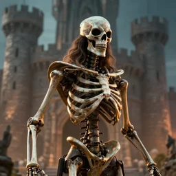 closeup skeletor standing in a castle, rim lighting, octane, Natasha Tan, Maciej Kuciara, Edgar Rice Burroughs,