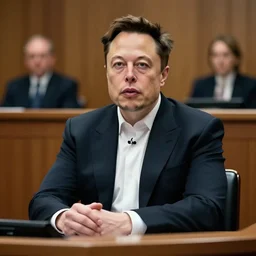 photo of elon musk on trial in a court room, highly detailed, extremely high quality, hd, 4 k, 8 k, professional photographer, 4 0 mp, lifelike, top - rated, award winning, realistic, detailed lighting, detailed shadows, sharp, no blur, edited, corrected, trending