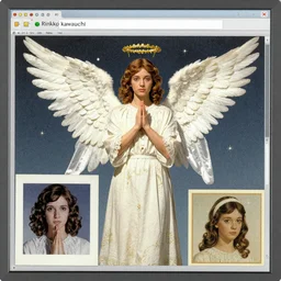 gui for a program that shows you your guardian angel, mixed media, collage, 9 0 s, by rinko kawauchi