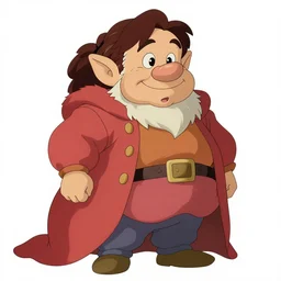 dwarf noblewoman with braided hair, big nose, chubby and plump body, full body character portrait, colorful, highly detailed, digital art by studio ghibli and greg rutkowski and takehiko inoue