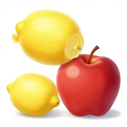 A lemon eating an apple