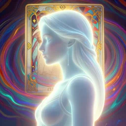 side portrait, imogen poots paladin, gloomhaven, soft, smooth, luminescent, art nouveau tarot, backlit glow, colorful swirly ripples, gaudy colors, aesthetic octane render, unreal engine, 8 k, by greg rutkowski, jesper ejsing, rhads, ilya kuvshinov, cushart krenz