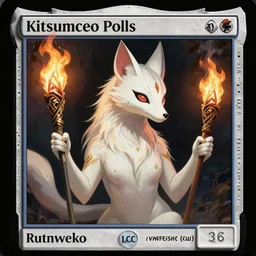 kitsune, mtg, holding torch, intricate, elegant, highly detailed, digital painting, artstation, concept art, smooth, sharp focus, illustration, orientalism, bouguereau, rutkowski, mucha