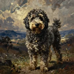 sheepadoodle, oil painting by rembrandt