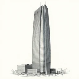 architectural drawing of a skyscraper designed by cesar pelli