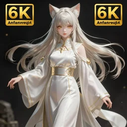 abyss priestess with cat ears wearing flowing priestess robes in the style of anime manga and ida outhwaite, fantasy, unreal engine, cinematic, smooth, sharp focus, trending on artstation, ultra realistic, extremely detailed, 8 k