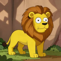a realistic photo of a lion in the series the simpsons