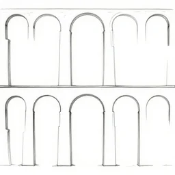 minimalist, black and white line drawing, a seamless pattern of aqueducts, vector
