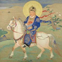 a beautiful painting cinggis qaγan, by zhangda qian painting