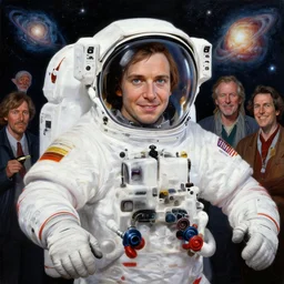 full portrait of pewdiepie as an astronaut, hyper detailed, award winning, exploring the galaxy painting by chiara bautista and karl kopinski and kim jung giu and weta studio, and lucasfilm and jesper ejsing and norman rockwell greg rutkowski frank frazzeta