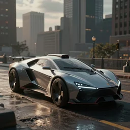 3d Photorealistic Rendering of a Futuristic Vehicle in Gotham city