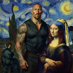 Dwayne the rock Johnson by James Gurney James Gurney James Gurney James Gurney by Leonardo da Vinci by Vermeer by Rembrandt by Jean-Antoine Watteau by Eugene Delacroix by Claude Monet by Georges Seurat by Vincent van Gogh by Edvard Munch