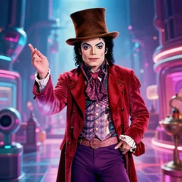 michael Jackson as Willy Wonka, futuristic 2020