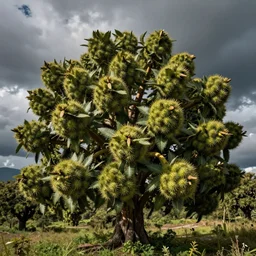 enormous plant with spikey fruit, realistic