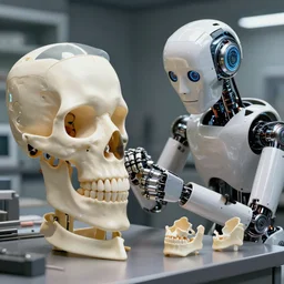 assembly of human jaws in a robot 4 k realistic disturbing images