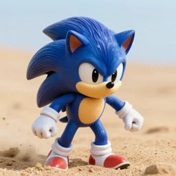 n extreme close up of a sonic the hedgehog in the sand, high DOF, National Geographic, F 1.8, Kodak Portra