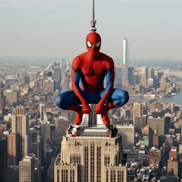spiderman standing on top of the empire state building