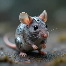 5 5 mm macro photo of a little futuristic alien mouse. dof. bokeh. by artgerm and luis royo. highly detailed 8 k. intricate. lifelike. realistic sony a 7 r iv. soft light. cinematic processing