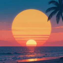retro wave sunset