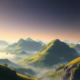 landscape, a realistic atmosphere and realism, floating hills like on pandora, fine art, sharp focus, ten flats, digital art, bright colors, trending on artstation, unreal engine.