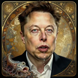 elon musk as slimy mollusk, drool, portrait, intricate, elegant, highly detailed, digital painting, artstation, concept art, wallpaper, smooth, sharp focus, illustration, art by h. r. giger and artgerm and greg rutkowski and alphonse mucha