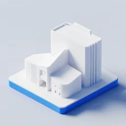 isometric render of a white architecture model made of blue styrofoam, highly detailed pristine impressive professional render. studio lightning, minimalist, artstation, cgsociety, behance. octane, maya, 3 dsmax, vray. subsurface scattering, directional path tracing, caustics, hdri, volumetric lighting. 8 k. hdr. blender, cycles, demo scene