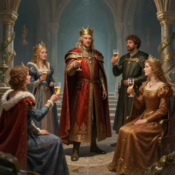 medieval toast with king, queen and guests, artstation, fantasy
