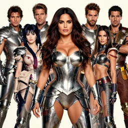muscular beautiful salma hayek wearing metal armor tombow artwork uta natsume , lucas graciano,  greg staples ,jean-sebastien rossbach ,christophe young , eytan zana , rumiko takahashi