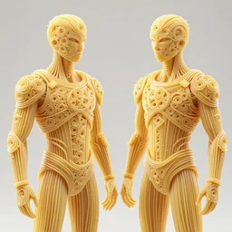 siamese twins made of spaghetti, intricate armor made of fractals of spagetthi, highly detailed, full frame, by giuseppe arcimboldo and ambrosius benson, renaissance, a touch of beksinski and takato yamamoto, realistic